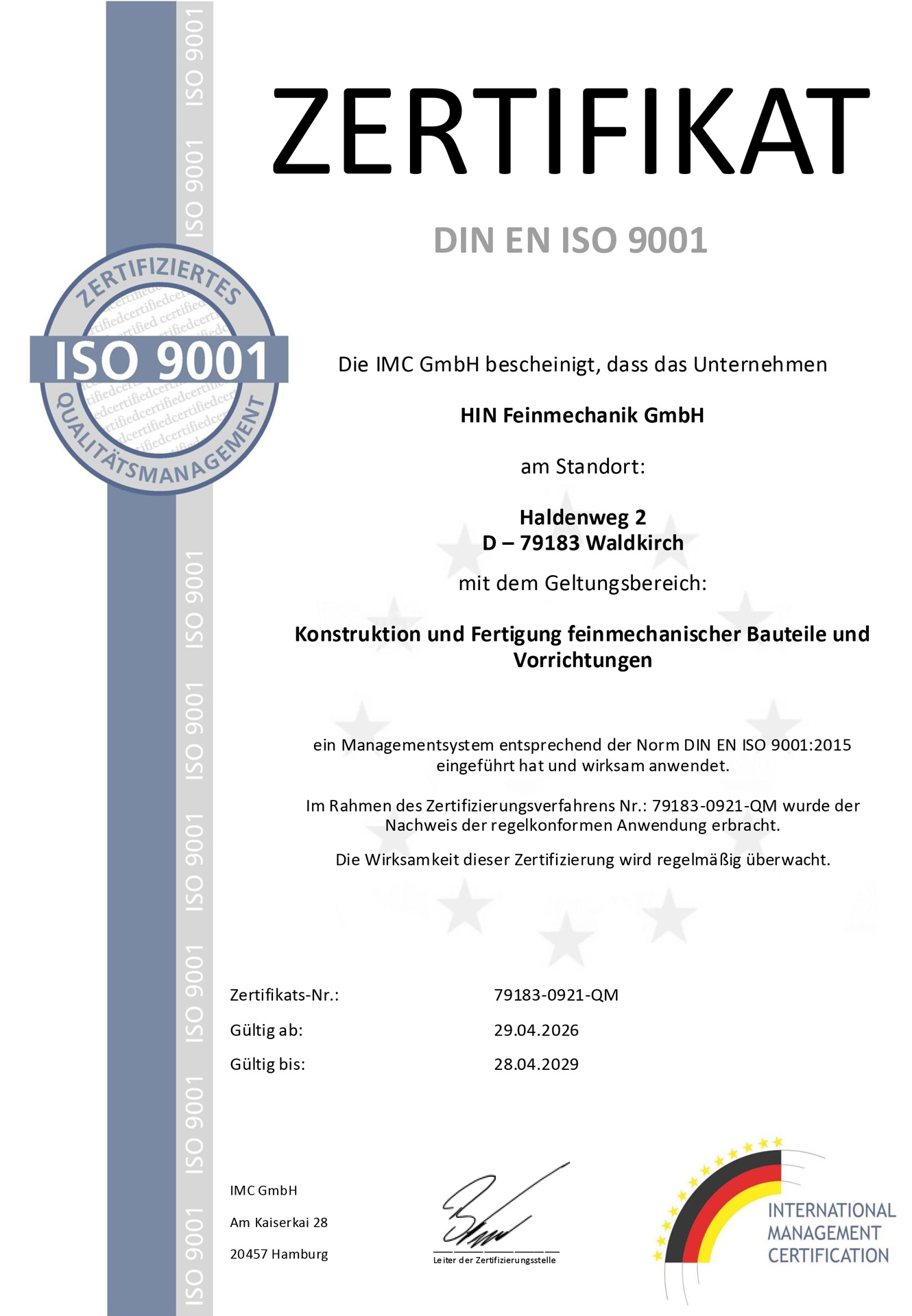 ISO 9001:2015 – Erfolgreiche Rezertifizierung 2026 bestätigt unseren Qualitätsanspruch